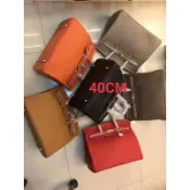 客製化荔枝紋40CM鉑金包鎖頭包金扣凱莉包40公分真皮手提包歐美大牌時尚精品鎖扣包大托特公事包訂製柏金包中性男女包．多色