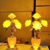 HappyLife 創意生活 免運 公司貨 佛燈 led琉璃蓮花燈 水晶佛前七彩長明燈 插電家用九品蓮花燈 水晶蓮花燈 可開發票 全館六折 工廠現貨直銷 新品特價 c2155
