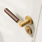 ⚡熱賣⚡黃銅衚桃木實木臥室房間門鎖輕奢法式把手傢用室內靜音複古門把手 水平鎖 門鎖 房門鎖 門把 房間鎖 珍珠百貨
