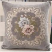灰色60X60cm加大型花開富貴抱枕咖啡色寢具寢飾靠枕靠墊【玫瑰物語-生活藝術專賣店】