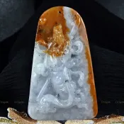 珍珠林~關聖帝君(關公)玉珮~A貨冰種紅翡翠帶紫緬甸玉 #440
