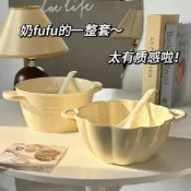 💥泡麵碗 陶瓷碗 帶蓋碗奶fufu雙耳大湯碗陶瓷麵碗家用大容量泡麵碗ins湯盆大碗螺螄粉碗