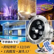 【台灣現貨】水底燈led魚池燈潛水燈不鏽鋼水下防水七彩水池射燈遊泳池水下燈