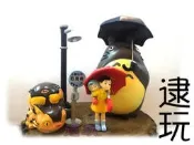 逮玩《水族 造景裝飾品》【宮崎駿動畫龍貓公仔系列】【雨天場景組】小月背小梅撐傘龍貓龍貓巴士微景觀造景公仔