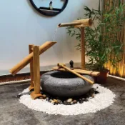 【廠直/保固】破損賠新（庭園用品）日式庭院流水景觀水缸庭院花園造景石盆驚鹿石燈禪意石缽石缸水缽【娟姐大賣場】