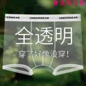 寶承齊百貨 爆款男士內褲性感夏季透氣冰絲全透明超薄網紗四角平角短褲新款