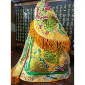 【靜福緣】精緻繡工『(金黃) 平繡金銀蔥鳳袍＋奉帽』王母娘娘 瑤池金母 九天玄女 神明衣神衣佛衣