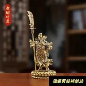 黃銅立刀關公關聖帝君騎馬關公擺飾工藝品客廳銅武財神關公像供奉神像玄關擺飾銅器藝品