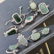 價超好 英國帶回英國Harrods天然Hetian Jade 男女通用古董復古手鍊925純銀施華洛世奇水晶手鐲