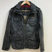 DryDog 跩狗嚴選 跩狗嚴選 經典絕版款 極度乾燥 Superdry Brad 合身窄版 貝克漢 真皮 皮衣 深咖啡 刷舊復古加工 古著 黑色