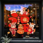 2026新年 新年掛飾 福字貼紙2026馬年新年裝飾窗花紙玻璃貼春節商場店鋪氛圍布置窗貼 新年裝飾 馬年裝飾 馬年【DD