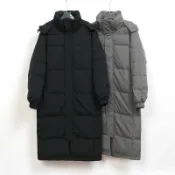 源一商社 保暖服 中戲羽絨服 女超長款過膝到腳踝加厚新款男女情侶寬鬆藝考黑色外套