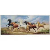 (店+)【ArtLife 藝術生活】B013高級手繪油畫_八駿圖_70x180cm(五行風水畫、打造居家好運宅、手繪系列、擺飾畫)