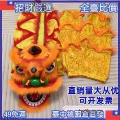 🔥「公司貨 獅子頭手工學生舞獅雙人醒獅獅頭兒童獅子表演道具配舞獅褲子全套