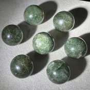 ✧ 天然滿礦綠髮晶小球 / 單珠 7 顆  ⓶ 水晶球/水晶擺件 水晶礦石 Green Rutilated Quartz