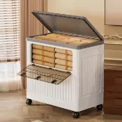 【AOTTO】110L大容量貨櫃側開掀蓋附輪收納箱-2入(整理箱 折疊箱 玩具箱 衣物收納 棉被收納)