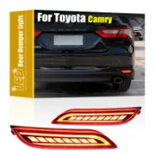 CAMRY 2 件裝防水 LED 尾燈後保險槓燈總成紅色駕駛製動剎車燈適用於豐田凱美瑞 2018 2019