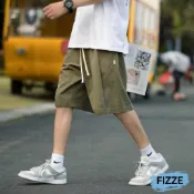 側口袋工作短褲 工裝短褲 休閒短褲 男生短褲 男短褲 經典款百搭 鬆緊腰 工裝短褲 美式短褲 【FIZZE】