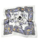 Christian DIOR 法式風格藍底花卉浮雕捲草印花字母LOGO帕領巾(54CM)