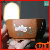 紫砂花盆 陶瓷花盆 多肉盆栽 六角形 手繪泥繪 盆景盆 小品盆栽 桌面擺飾 園藝花器 陶盆 粗陶 辦公室 擺件 古風