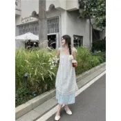 ✈️【𝐒𝐓𝐔𝐃𝐈𝐎.𝐃正品代購】春夏𝐒/𝐒🌻甜到心坎裡💕韓系chic甜美渡假風法式復古蕾絲拼接流蘇假兩件吊帶碎花長洋裝