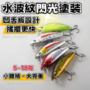 【閃光刺客·沉水米諾】5-18克 鐳射水波紋反光漆水🎣全泳層米諾 搖擺泳姿｜死飛遠投系統 翹嘴鱸魚海釣專用｜電鍍米諾