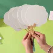 手繪團扇材料包diy空白扇子繪畫扇古風兒童手工塗色加厚宣紙扇