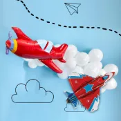 大號卡通戰鬥機鋁膜氣球 飛機造型氣球 生日氣球 派對裝飾 氣球佈置 復古飛機鋁箔氣球 造型氣球 派對道具 大氣球