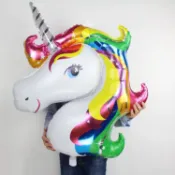 【熱銷】兒童生日派對裝飾彩色獨角獸鋁膜氣球 飄空紫色馬獨角馬鋁箔氣球