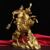 神尊 佛像 擺件神尊 迷你古韻純銅關公像銅像擺件武財神爺關羽關二爺橫刀騎馬關公