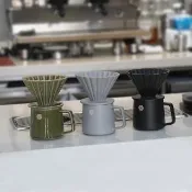 【LohasPottery 陸寶】花見咖啡杯套組（小）-禪風黑/都市灰/松柏綠(V型濾杯搭配馬克杯 適用V60和蛋糕濾紙)