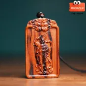 明熙精品屋 【辟邪護身】雷擊木吊墜 桃木掛件 虎頭令牌 靈官法印 八卦吊牌 手工雕刻 道教法器 本命年護身符 車載家居風水擺件
