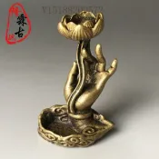 協貿國際日用品生活館 古玩銅器收藏香插小擺件純銅蓮花觀音佛手倒流香擺件仿古茶道銅藝