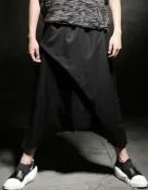 FINDSENSE服飾 韓國低檔 休閒褲 褲裙 穿搭 哈倫褲吊襠褲跨褲男士時尚個性休閒褲 飛鼠褲 寬褲