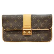【Louis Vuitton 路易威登 】M42427 經典限量SLIM MONOGRAM虎眼石裝飾金扣手拿包(絕版展示品)