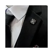 (店+)精選飾品高檔百塔男士胸針西裝胸花六芒星小領針扣個性微章胸針