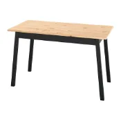 【IKEA 宜家家居】PINNTORP 桌子，淺棕色/黑色 松木，125x75 公分