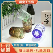 全球選品1館 生活百貨 日式江戶切子水晶玻璃威士忌洋酒杯手工雕刻家用酒杯禮品八角龍目