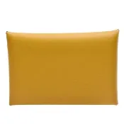 【Hermes 愛馬仕】經典Calvi系列BARENIA牛皮方型雙色暗釦名片/信用卡夾(黃/深綠色H085330CK-YELLOW GREEN)