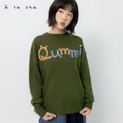 a la sha Q咪毛線繡花落肩針織上衣