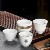 協貿國際日用品生活1館 陶瓷功夫茶杯小茶杯斗笠杯白瓷主人單杯茶盞茶碗品茗杯茶具套裝