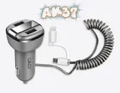 《AK37》先科車載車用手機平板車充電器充電線點菸器一變三USB轉接頭《基本款無顯示幕》