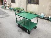 【台中-宏東輪車行】(F-402)鐵製/2尺*3尺/中型四輪手推車(雙層款+可拆式設計)可當活動攤車使用