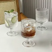 喜挖2店 高顏值ins風冰淇淋杯甜品果汁杯咖啡布丁杯冷飲料豎紋高腳玻璃杯