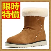 現貨+預購 雪靴 女短筒靴子-鉚釘真皮保暖冬季女鞋子3色64r45【獨家進口】【米蘭精品】