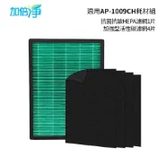 歐洲精品家電團購生活館 加倍淨 適用 Coway格威 加護抗敏型空氣清淨機 AP-1009CH 耗材組【HEPA濾心一入+加強型活性碳濾網4入】