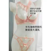 [台灣現貨] 性感露乳鋼圈胸托蕾絲胸罩+開檔丁字褲內褲套裝 2色 SS03