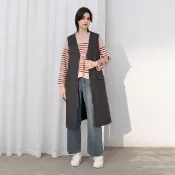 【MASTINA】毛呢無袖背心長洋裝(灰)