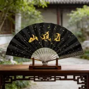 ✨新品熱銷✨ 金剛扇加厚金屬折扇古風絹布扇面收藏工藝折疊扇子