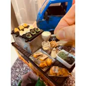 鯛魚燒 攤車 夜市 點心 小吃 台式 袖珍 手作 迷你 食玩 微型 藝術 擺飾 禮物 模型 黏土 情境布置 仿真食物